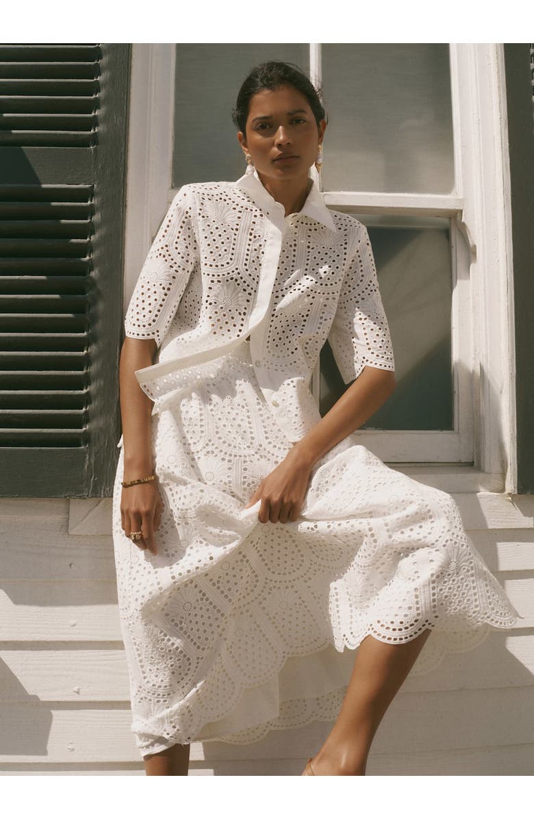 MINT VELVET Cotton Broderie Shirt, Alternate, color, Ivory