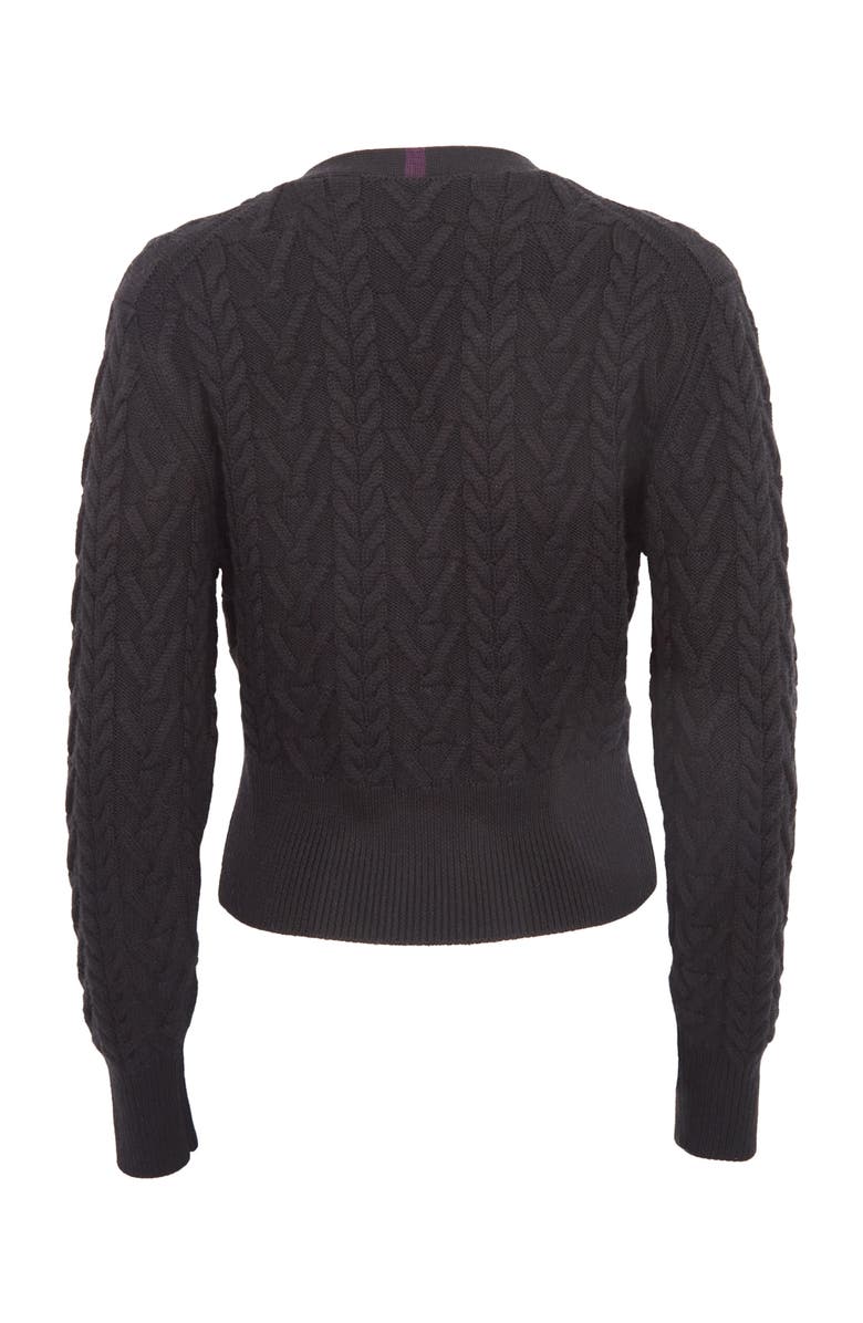 Lords of Harlech Samantha Cashmere Blend Cable Knit Cardigan Sweater, Alternate, color, Black