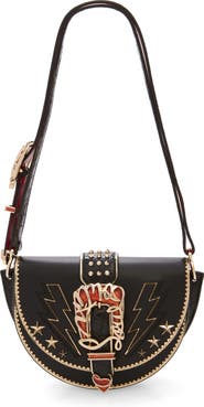 Christian Louboutin Giddy Saddle Croc Embossed Leather Crossbody Bag
