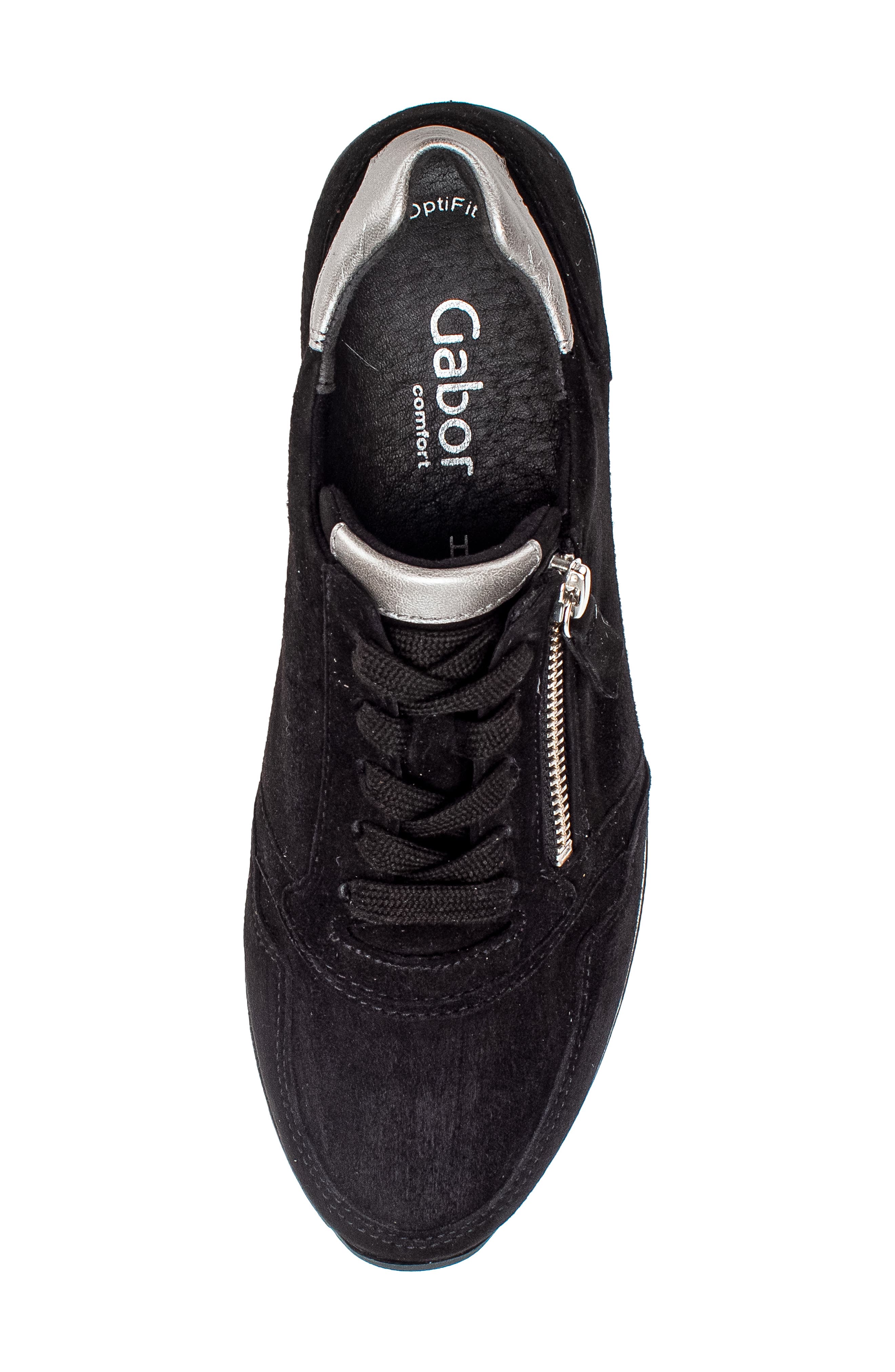 Gabor Zip Sneaker, Alternate, color, Black