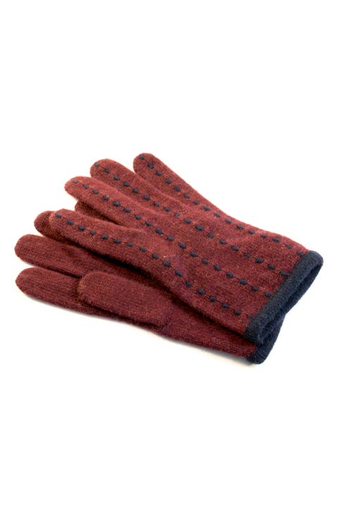 Contrast Stitch Wool Blend Gloves