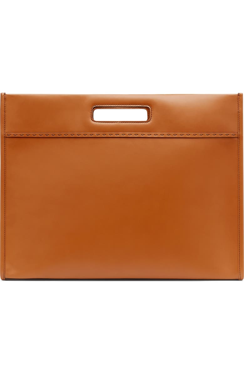 Fendi Logo Debossed Leather Tote, Alternate, color,