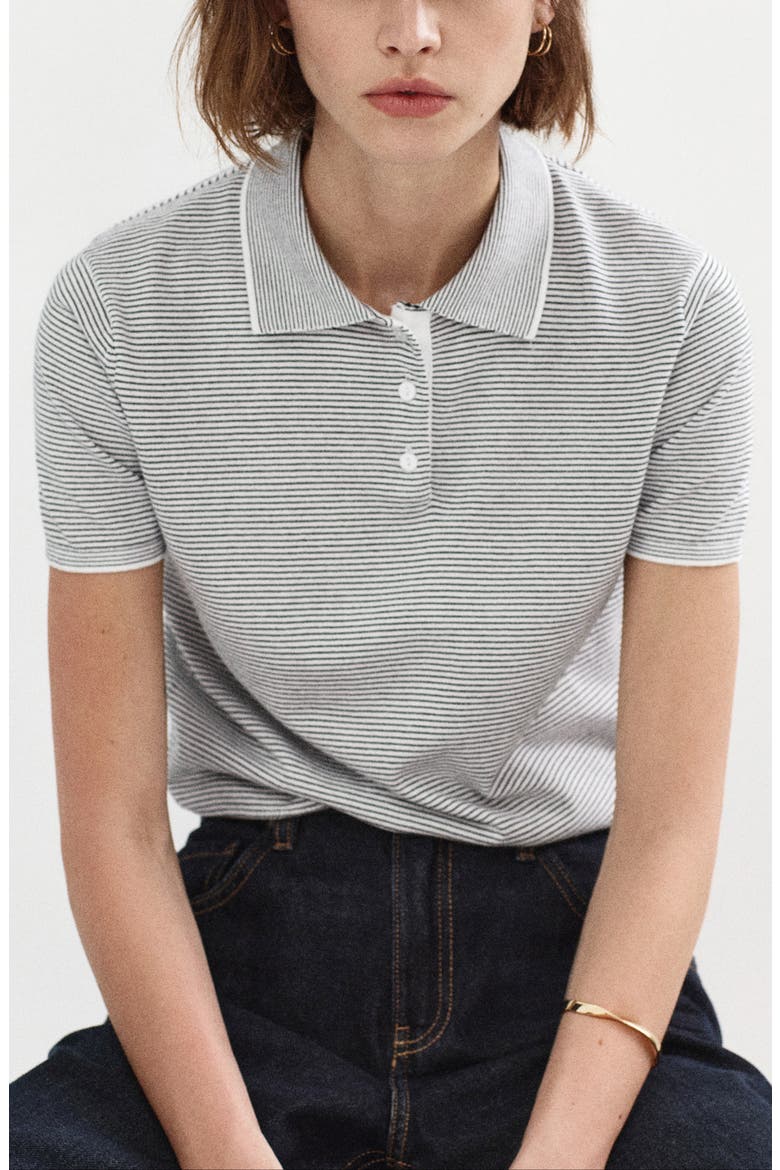 Stripe Polo Sweater, Main, color, NAVY