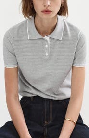 MANGO Stripe Polo Sweater