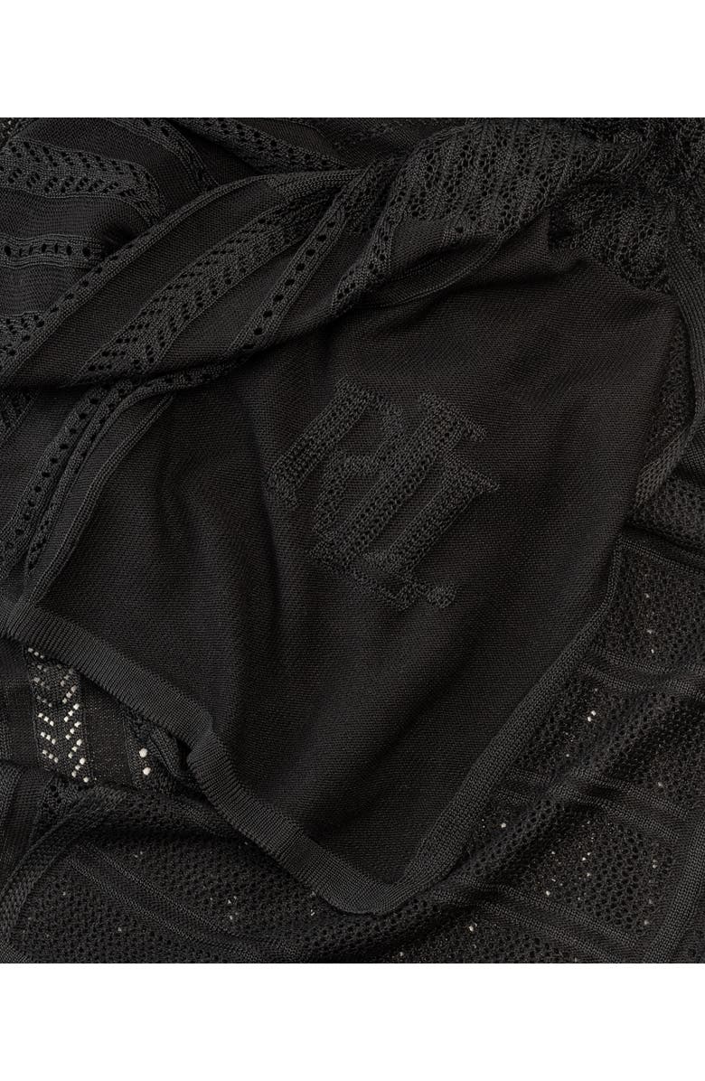 Lauren Ralph Lauren Pointelle Patchwork Wrap, Alternate, color, Black