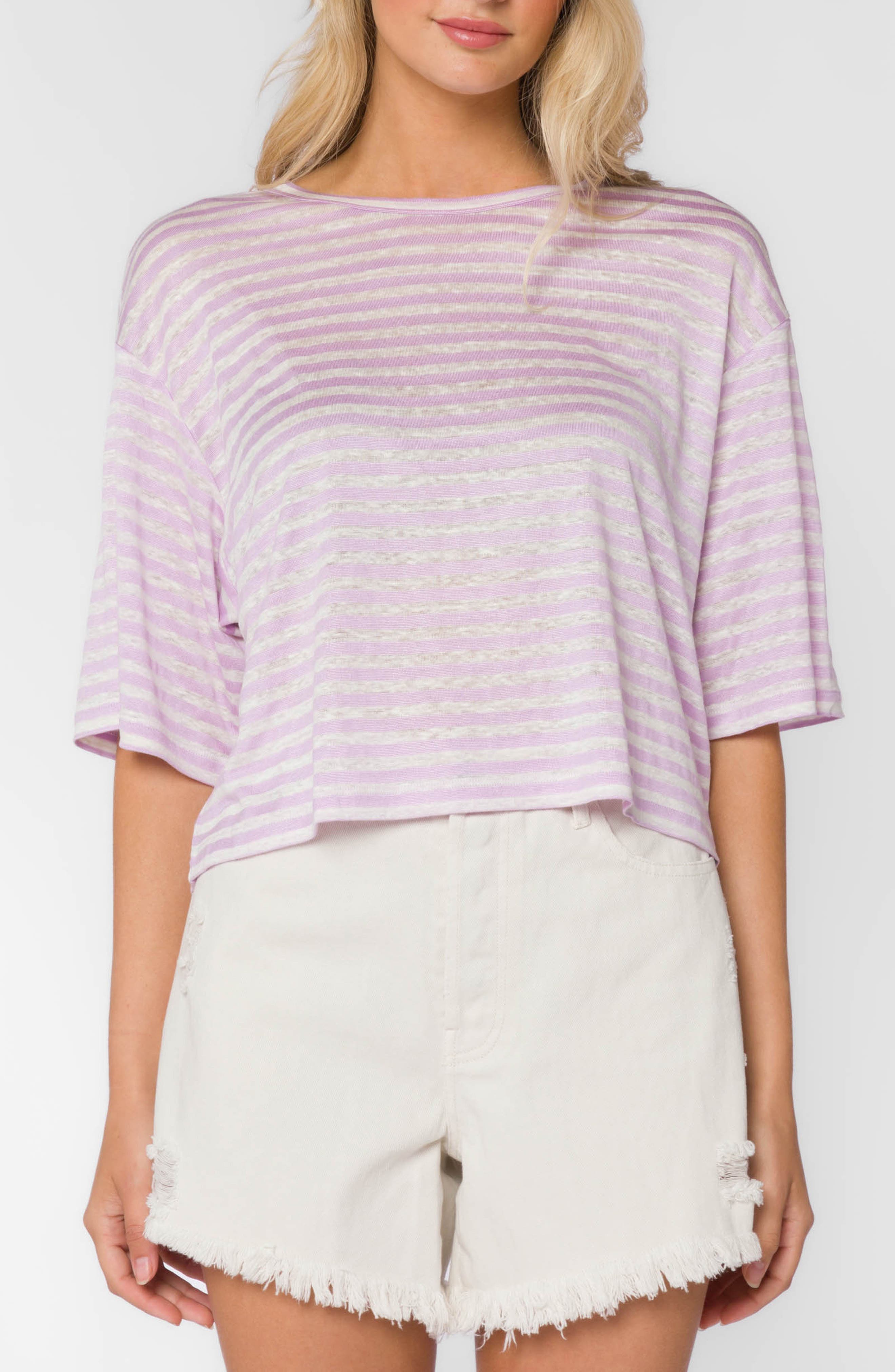 VELVET HEART Teller Drop Shoulder Linen Blend T-Shirt