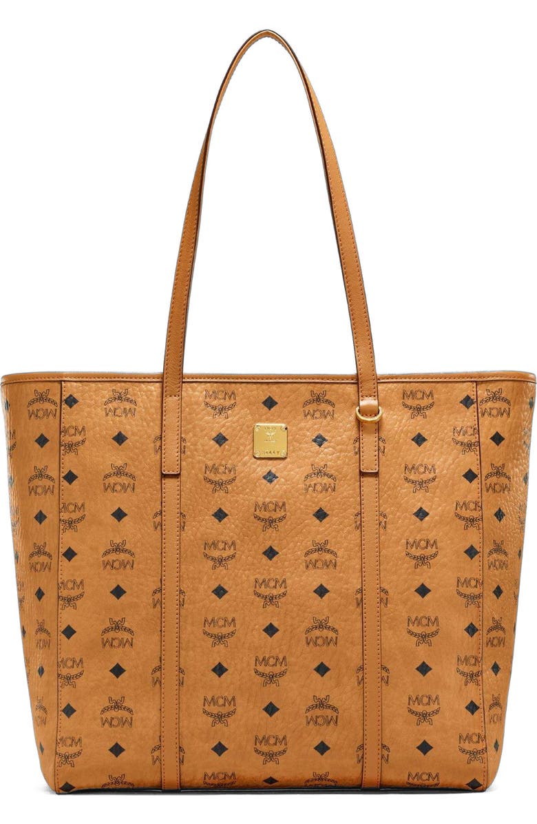 MCM Medium Toni Top-Zip Shopper in Visetos, Main, color, Brown