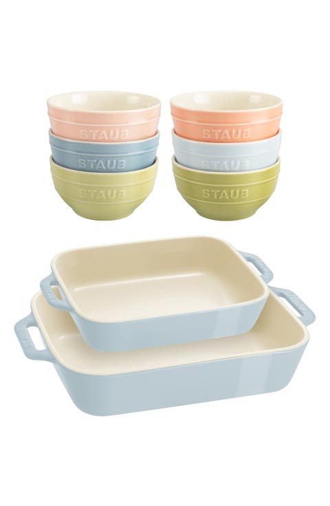 8-Piece Ceramic Macaron Bowls & Baking Dishes Set