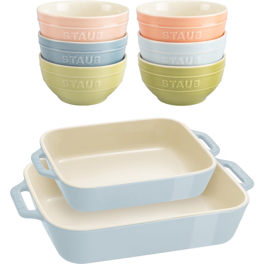 Staub 8-piece Ceramic Macaron Bowls & Baking Dishes Set In Multi