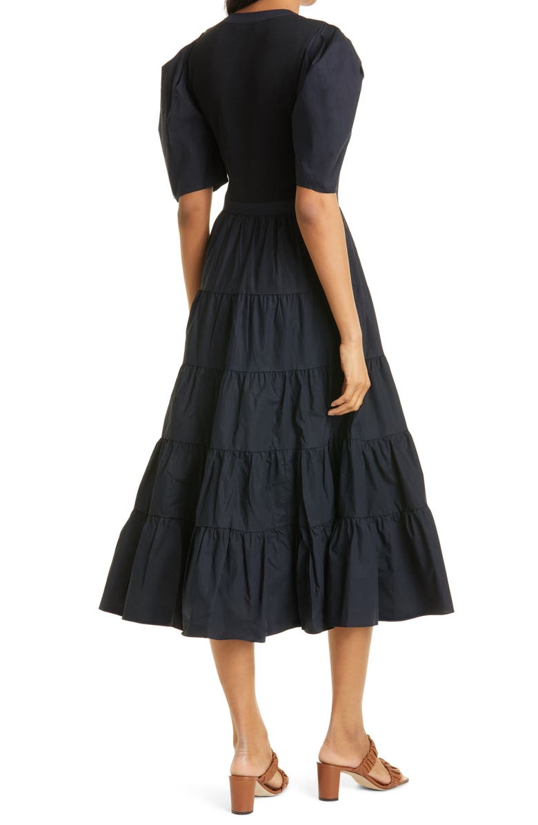 Ulla Johnson Rory Mixed Media Cotton A-Line Dress, Alternate, color, 