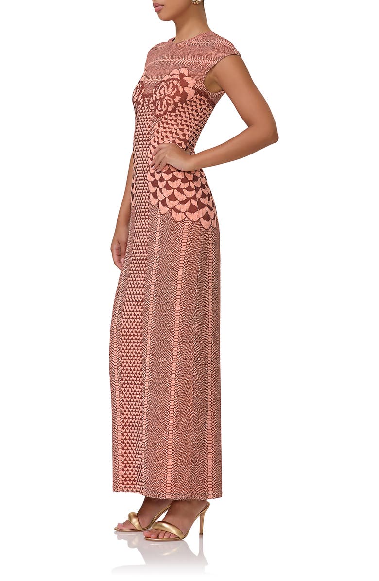 AFRM Cody Print Cap Sleeve Mesh Maxi Dress, Alternate, color, Peach Petal