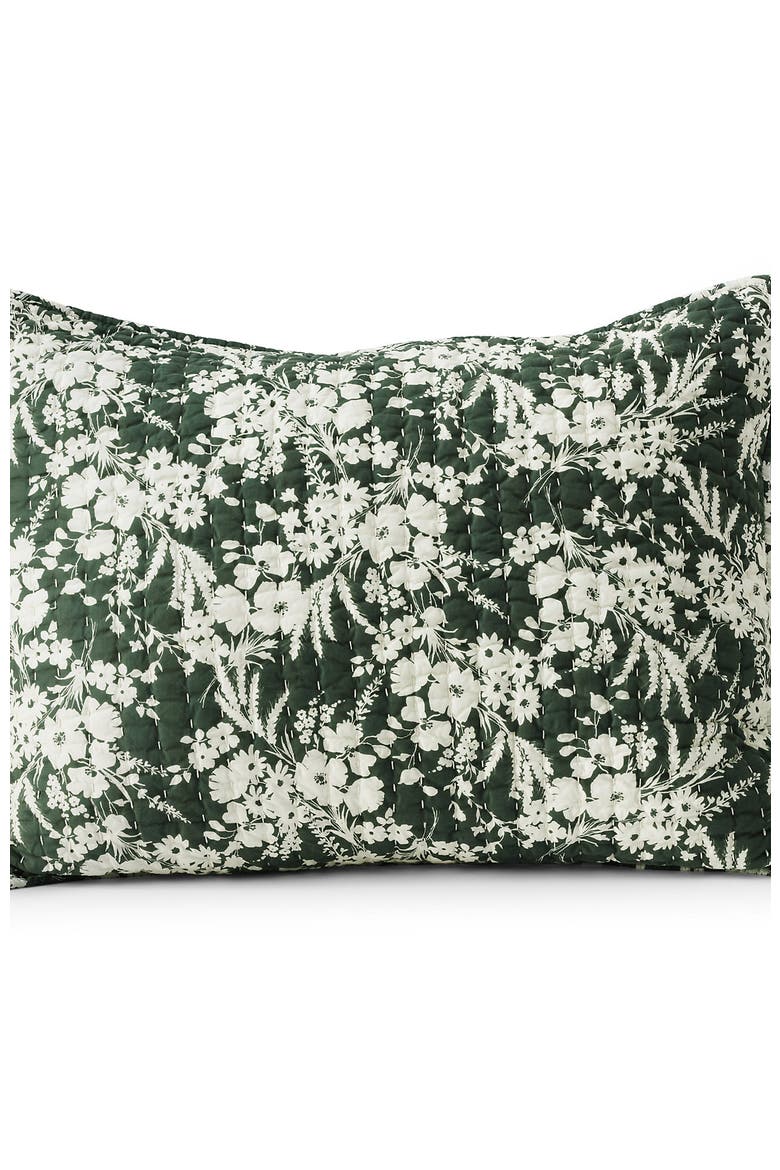 Seed Stitch Quilted Pillow Sham, Alternate, color, Fresh Evergreen Floral