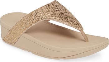 Fitflop Lottie Shimmer Crystal Thong Sandals Black Size EU 38/ US