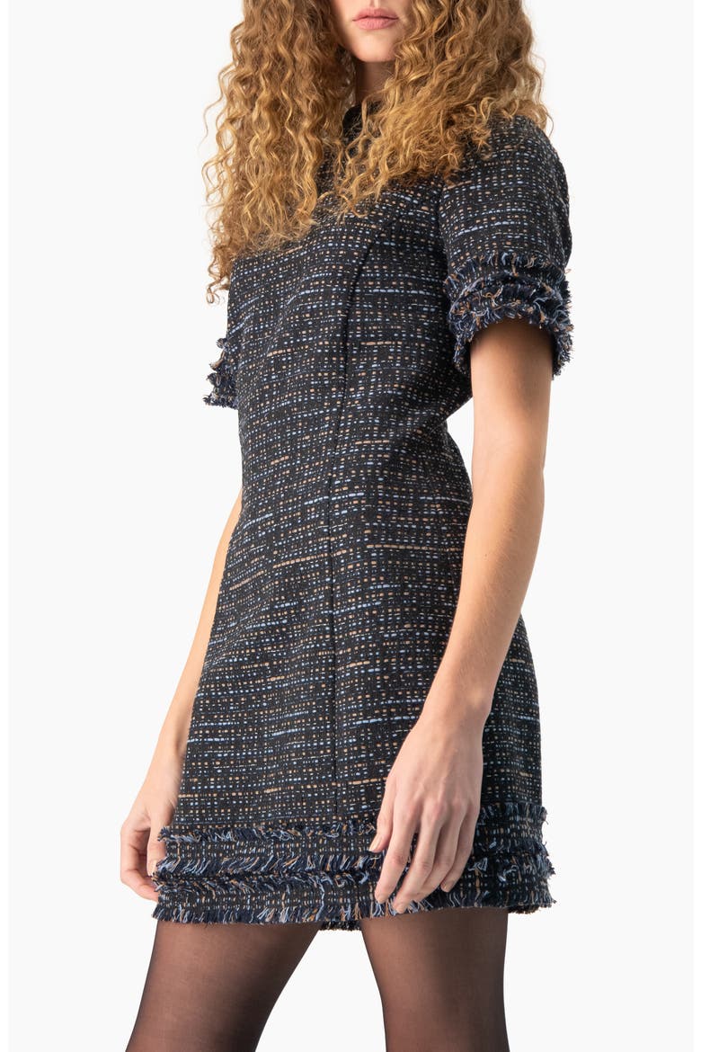 Tweed Sheath Dress with Fringe Details, Alternate, color, Navy Blue