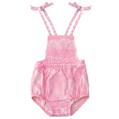 Girl Fringe Trim Cross Back Denim Romper (Baby)