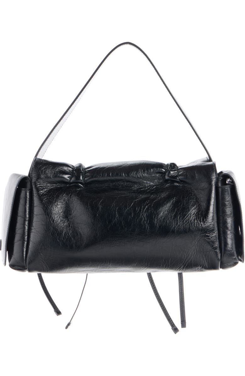 Acne Studios Micro Multipocket Crinkled Leather Handbag, Alternate, color, Black