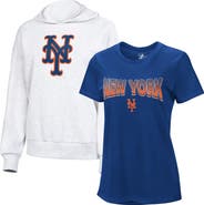 G-III 4HER BY CARL BANKS Women's G-III 4Her by Carl Banks Royal/Bright Heather Ceramic New York Mets T-Shirt and Hoodie Combo Pack