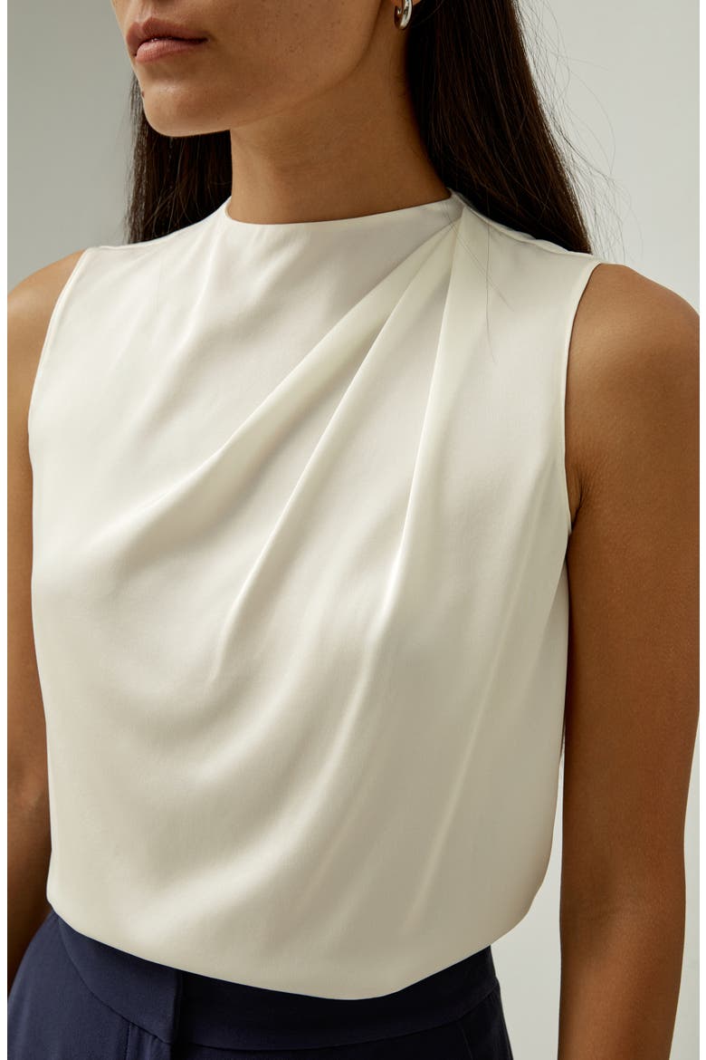 Women's Sleeveless Minimalist Silk Top, Alternate, color, White