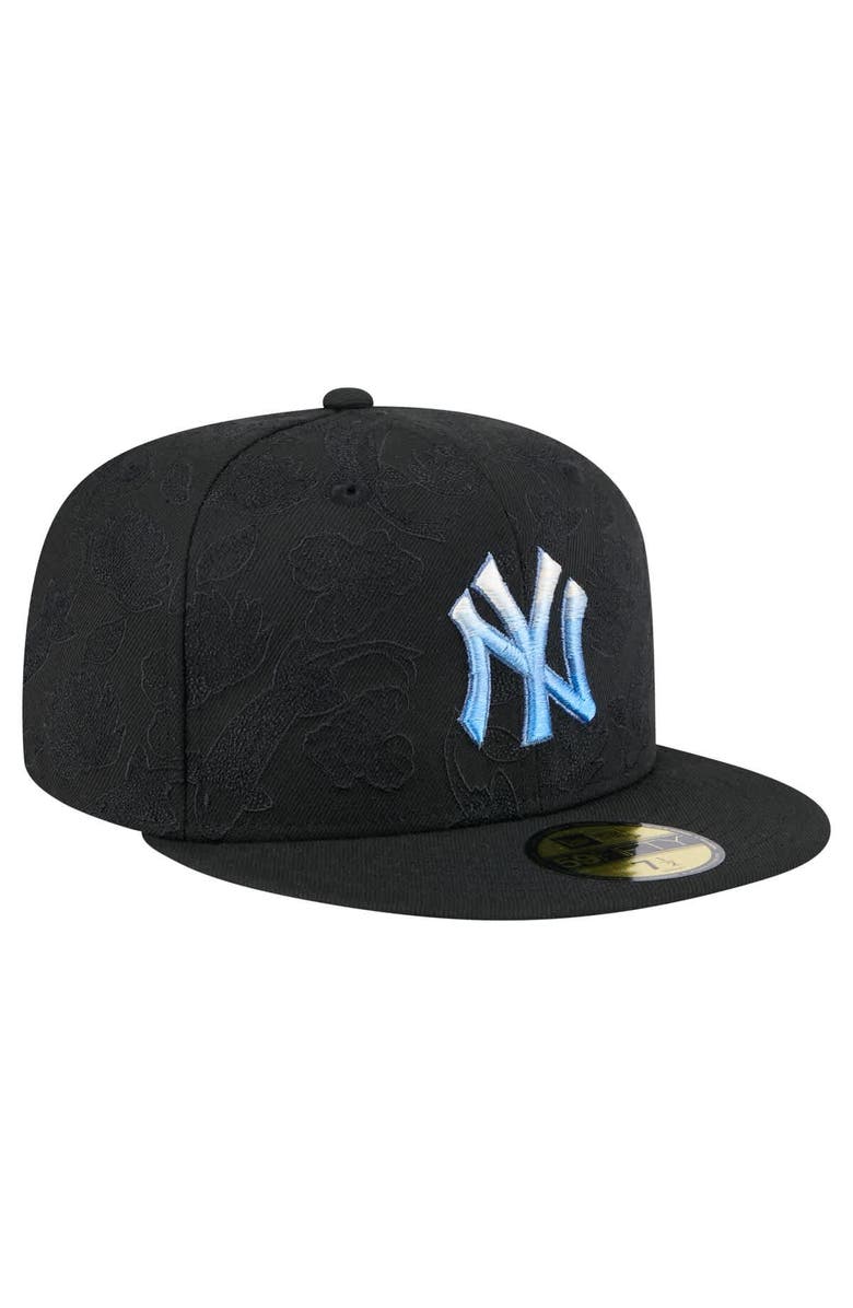 New Era Men's New Era Black New York Yankees Tonal Koi 59FIFTY Fitted Hat, Alternate, color, 