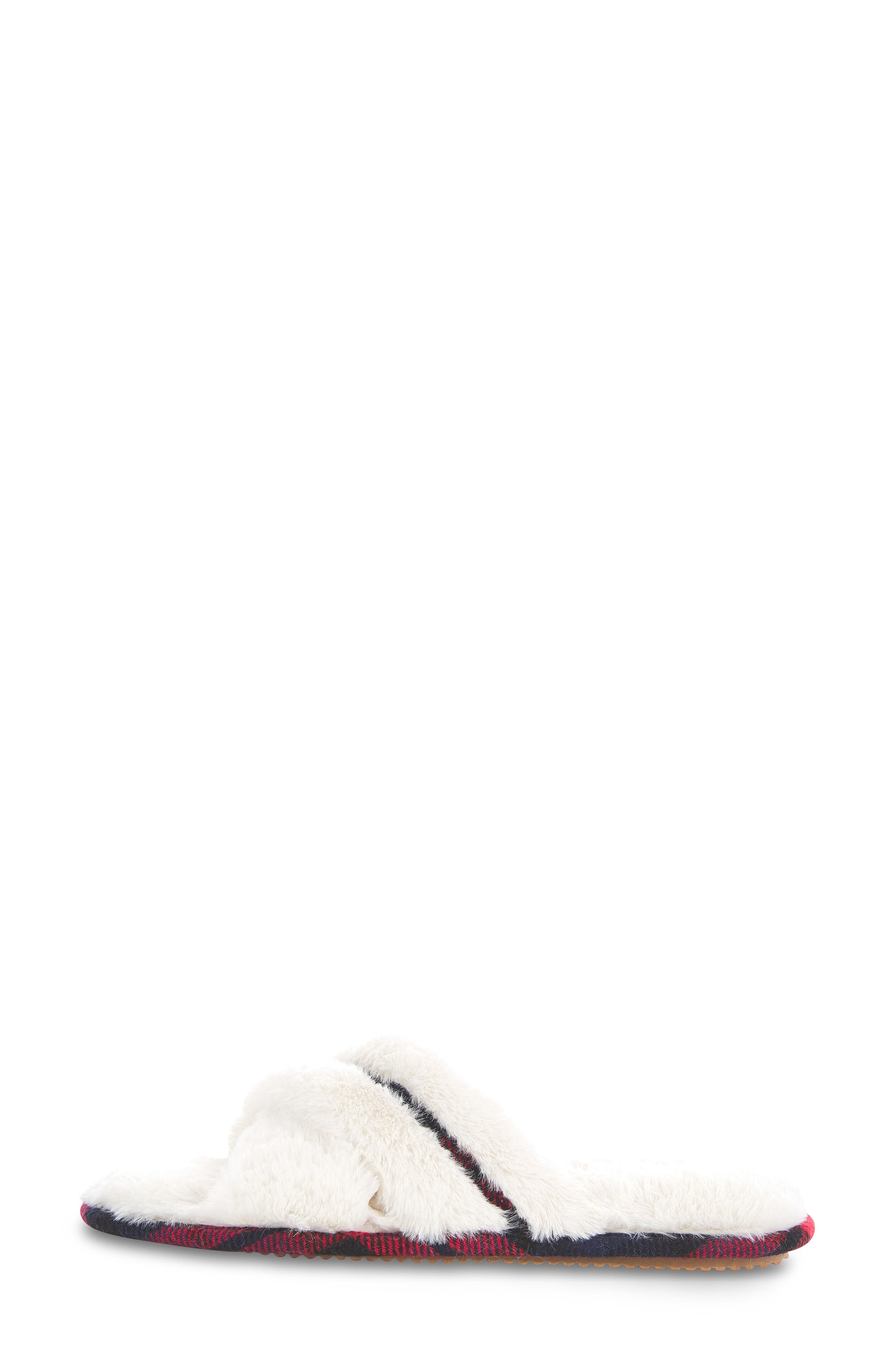 FLOOPI Morgan Faux Fur Crossband Slipper, Alternate, color, Beige