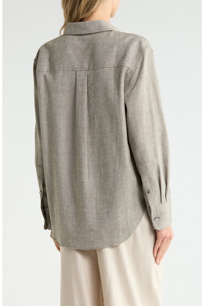Linen Blend Boyfriend Shirt, Alternate, color, KALAMATA
