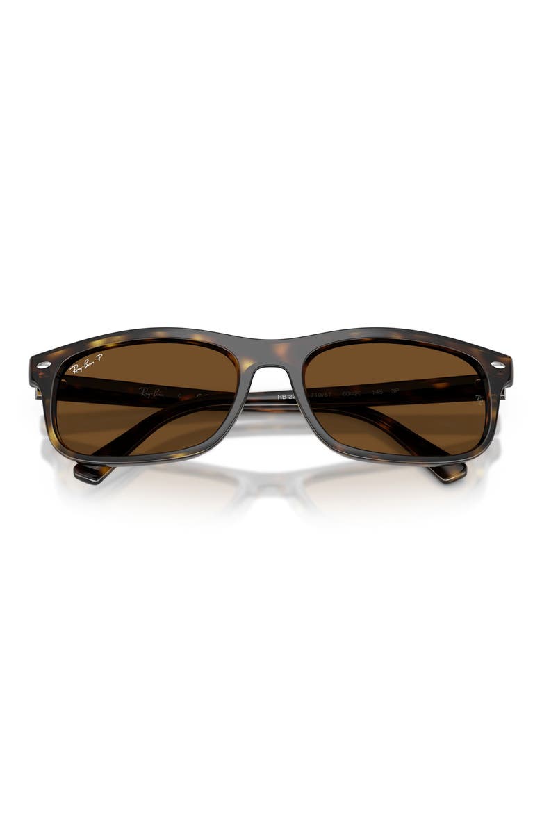 60mm Polarized Rectangular Sunglasses, Alternate, color, HAVANA / POLAR BROWN