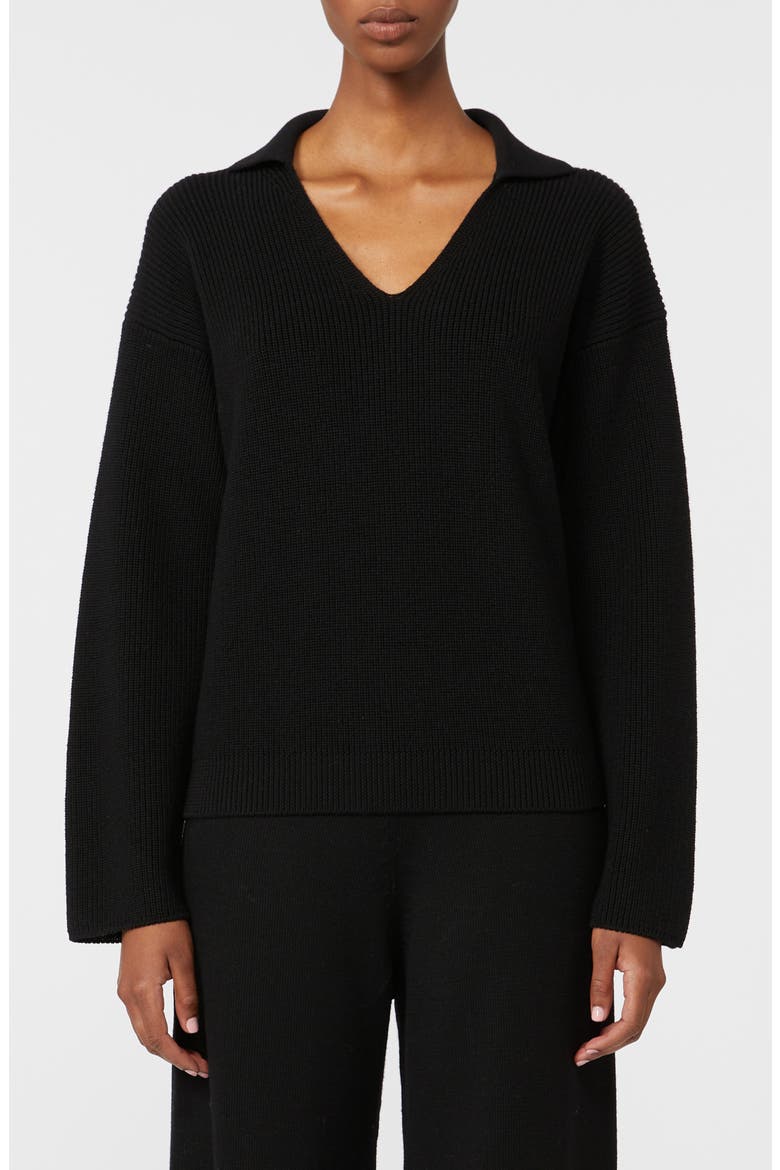 Acceso Collar Wool Sweater, Main, color, BLACK