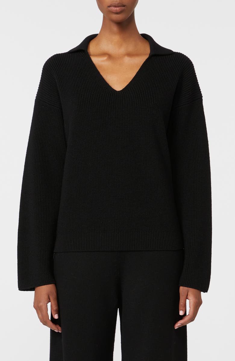 MM by Max Mara Acceso Collar Wool Sweater, Main, color, Black