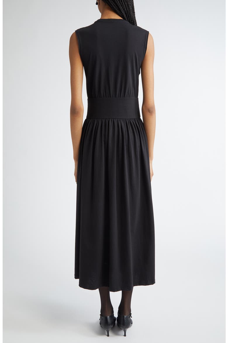 Sleeveless Cotton Midi Dress, Alternate, color, BLACK