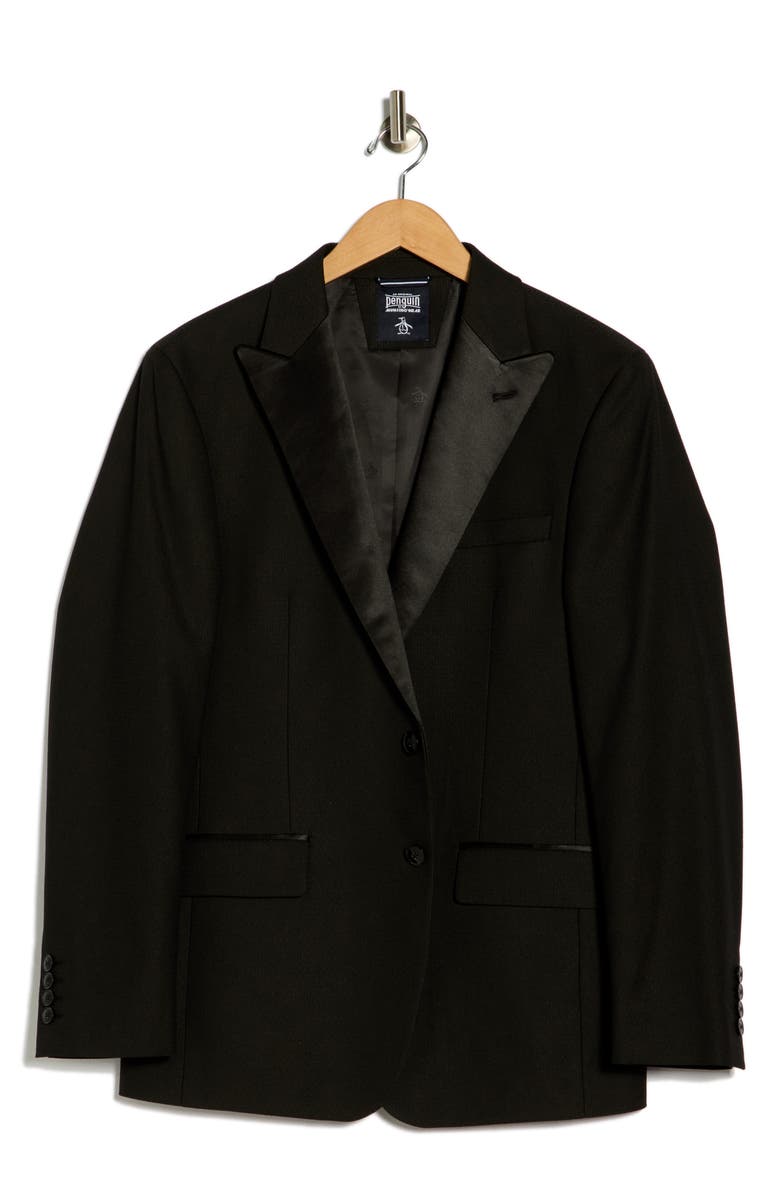 Original Penguin Satin Peak Lapel Dinner Jacket, Alternate, color, Black