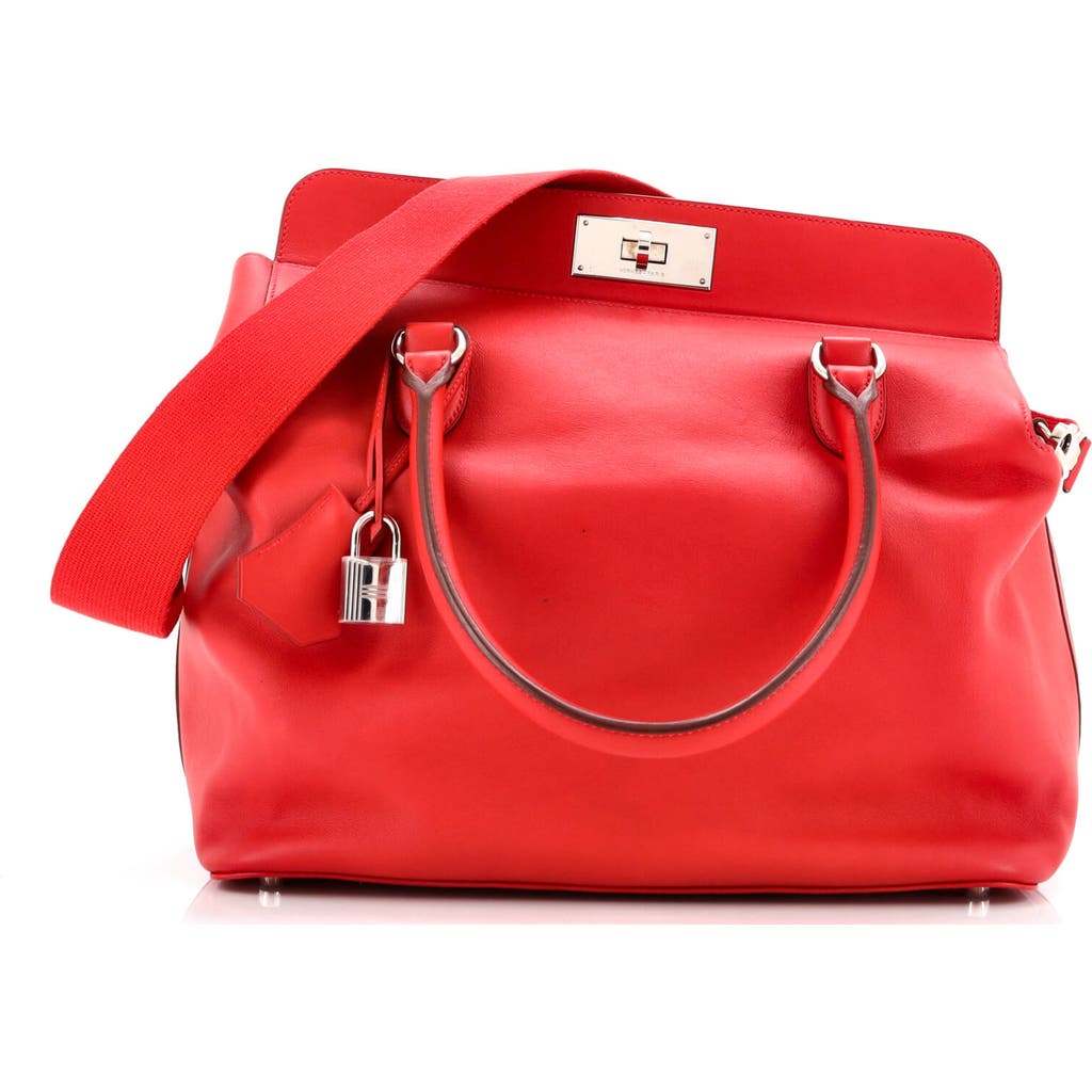 Pre-owned Hermes Hermes Toolbox Bag Swift 33 In Red