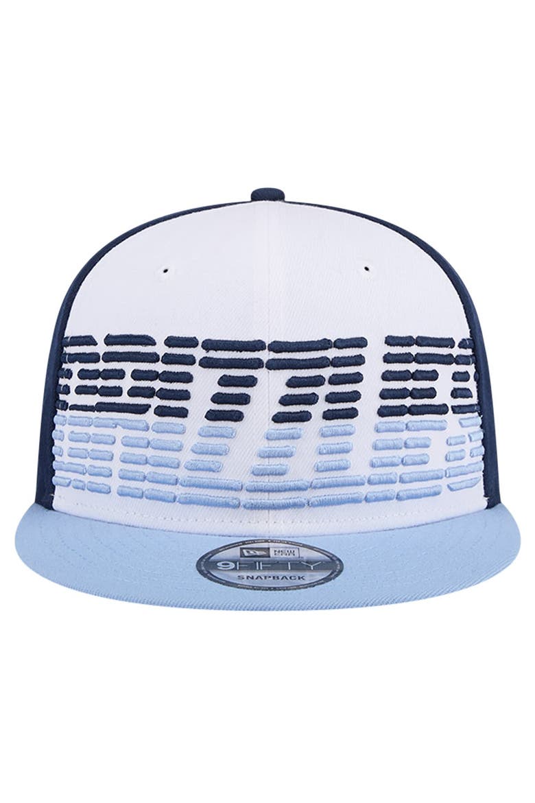 Men's New Era White/Light Blue Memphis Grizzlies Throwback Gradient Tech Font 9FIFTY Snapback Hat, Alternate, color, White