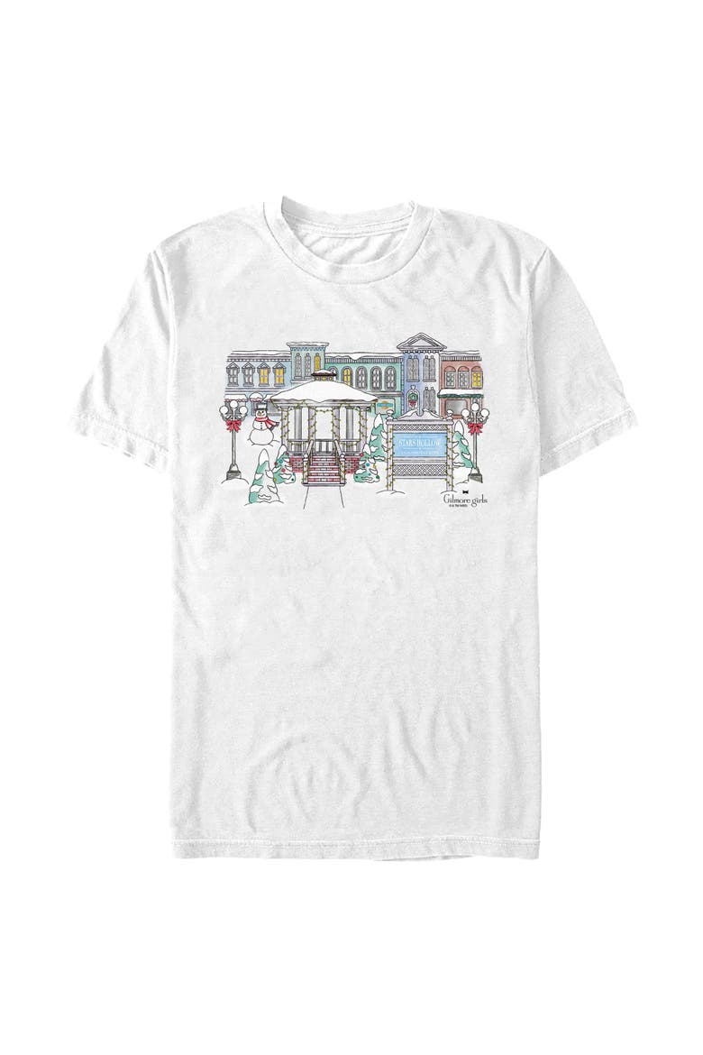 Men's Gilmore Girls Holiday in Stars Hollow Logo  Graphic T-Shirt, Main, color, White