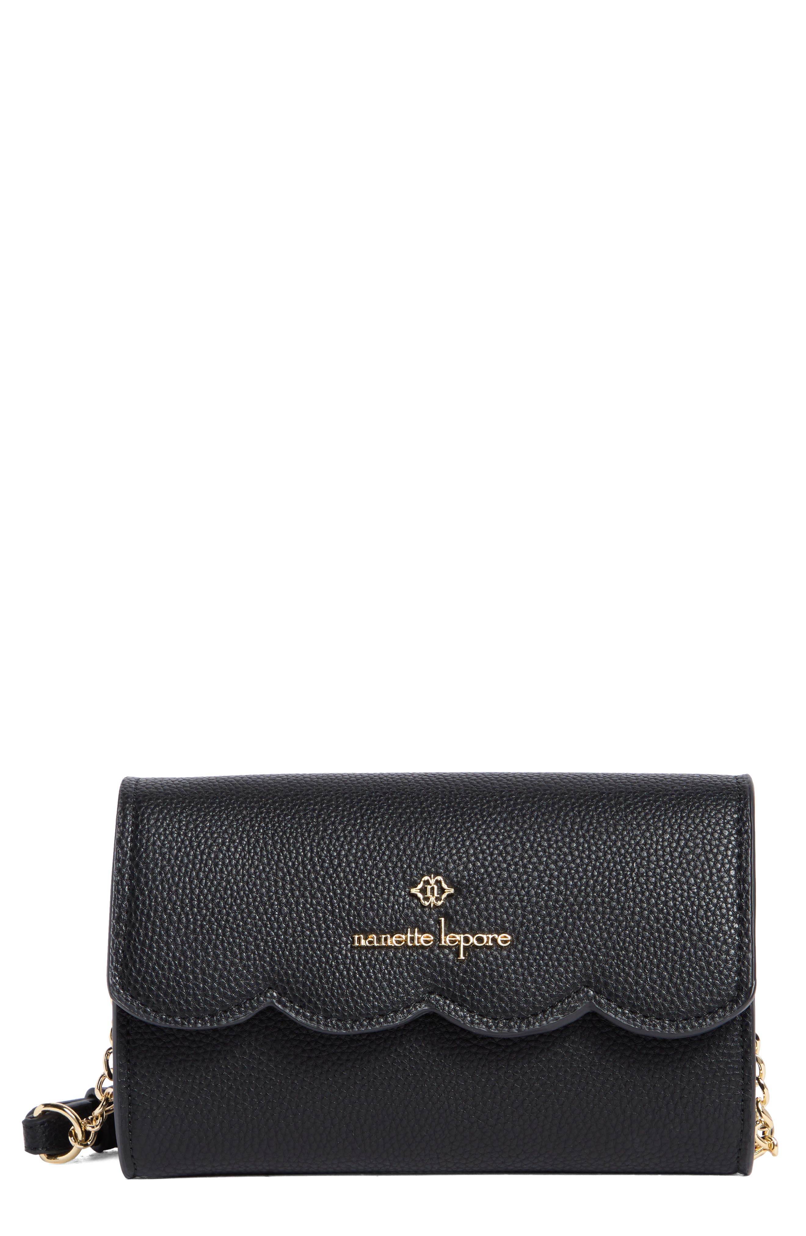 Nanette Lepore Ruthie Scallop Flap Wallet on a Chain, Main, color, 