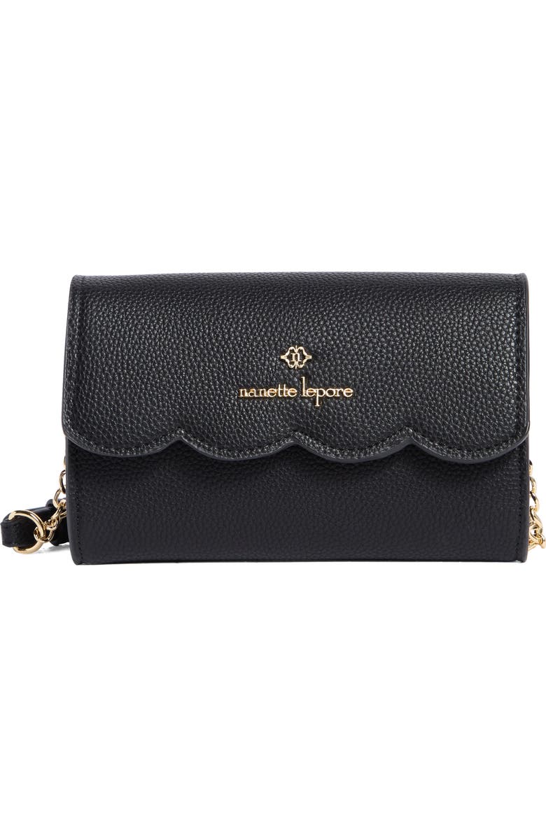 Nanette Lepore Ruthie Scallop Flap Wallet on a Chain, Main, color,