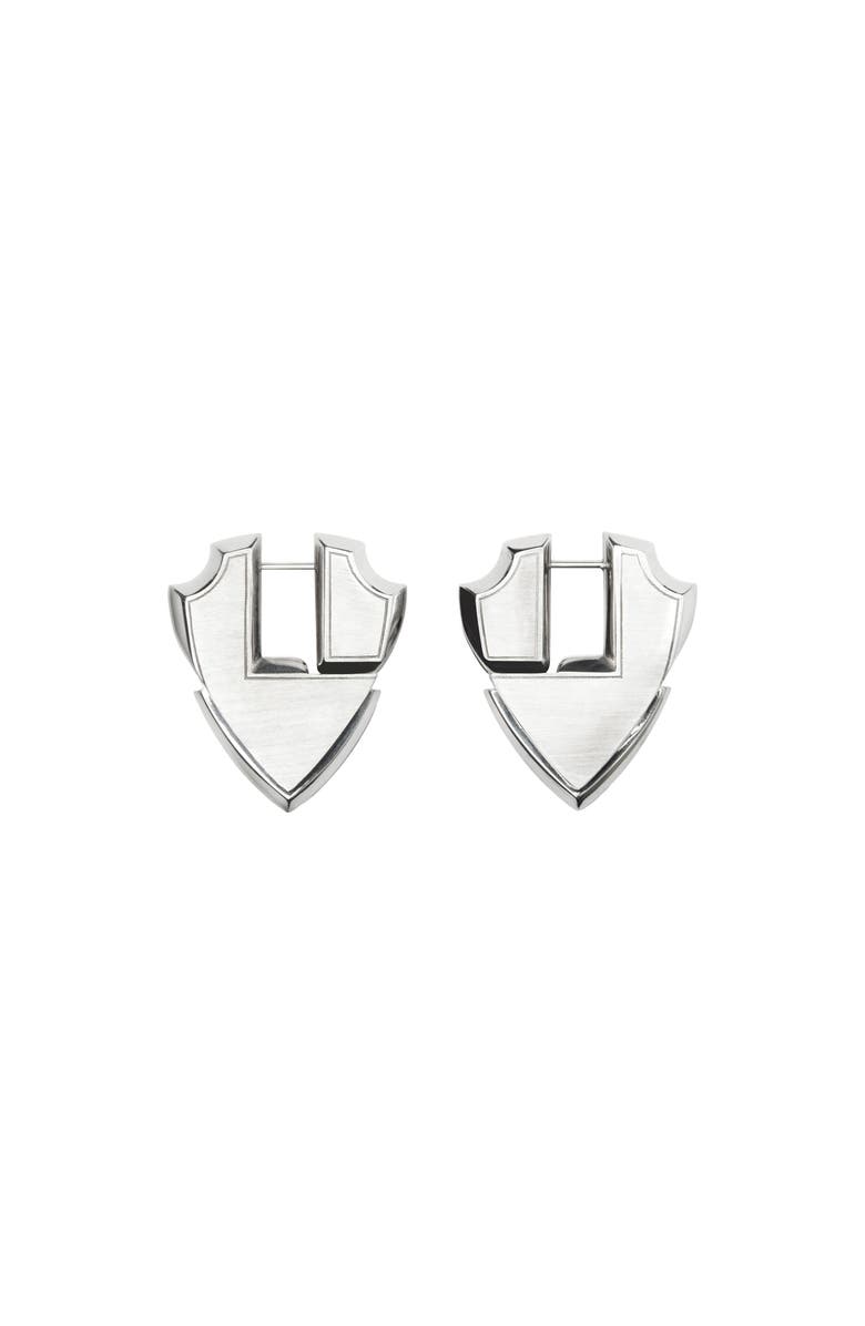 Burberry Shield Earrings, Main, color, Silver