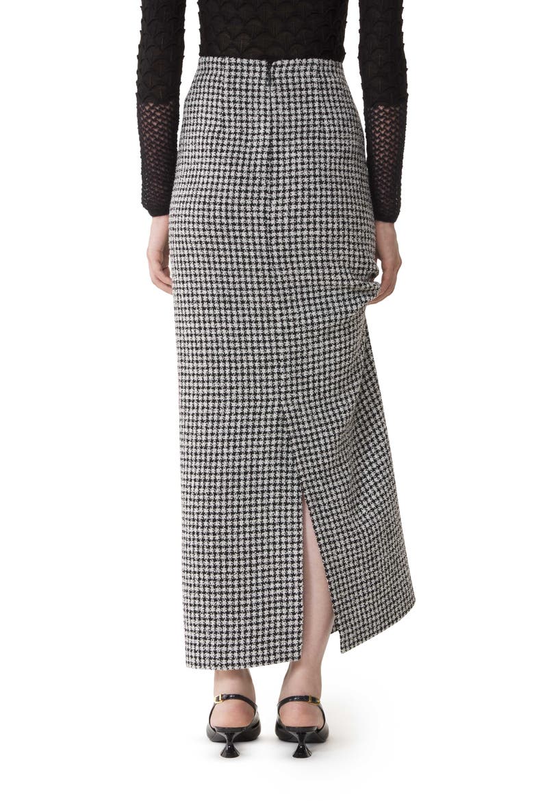 Long Draped Tweed Skirt, Alternate, color, Black/White