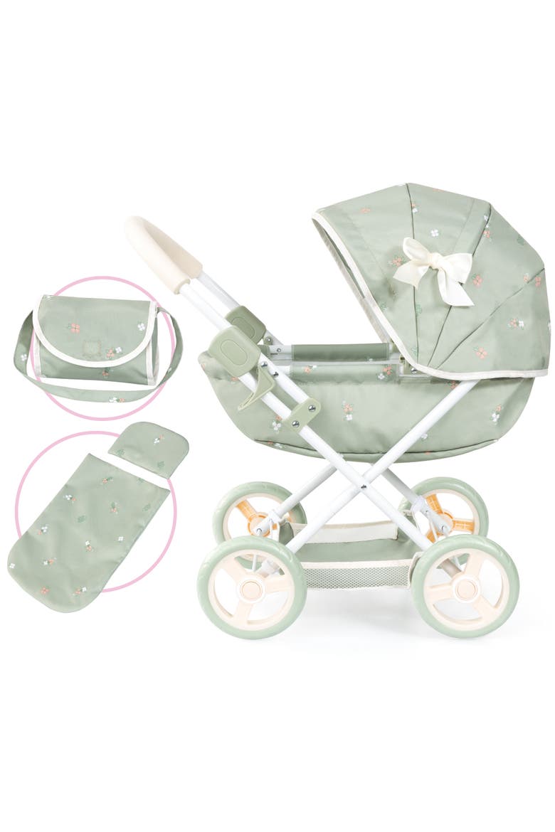 Doll Pram Cosy Play Push Stroller Fits 18" Dolls, Ages 3+, Alternate, color, Multicolored
