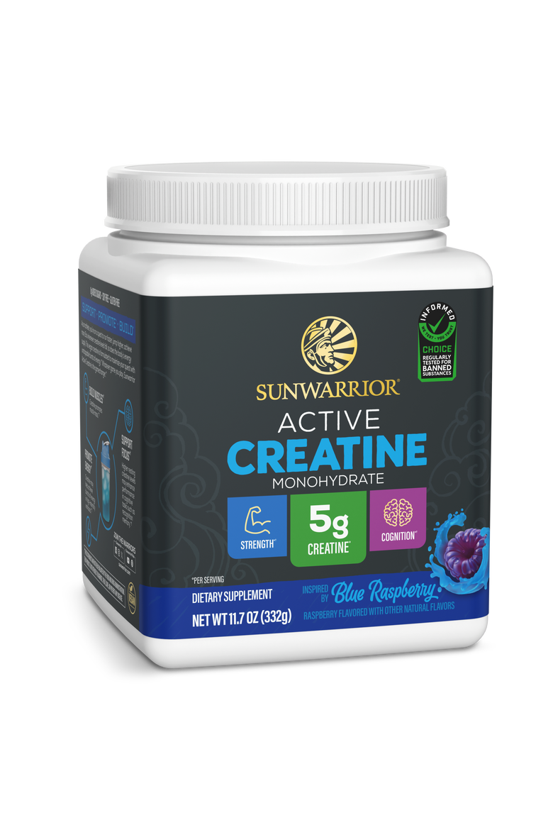 Active Creatine Monohydrate Powder, Blue Raspberry, 332g, Main, color, No Color