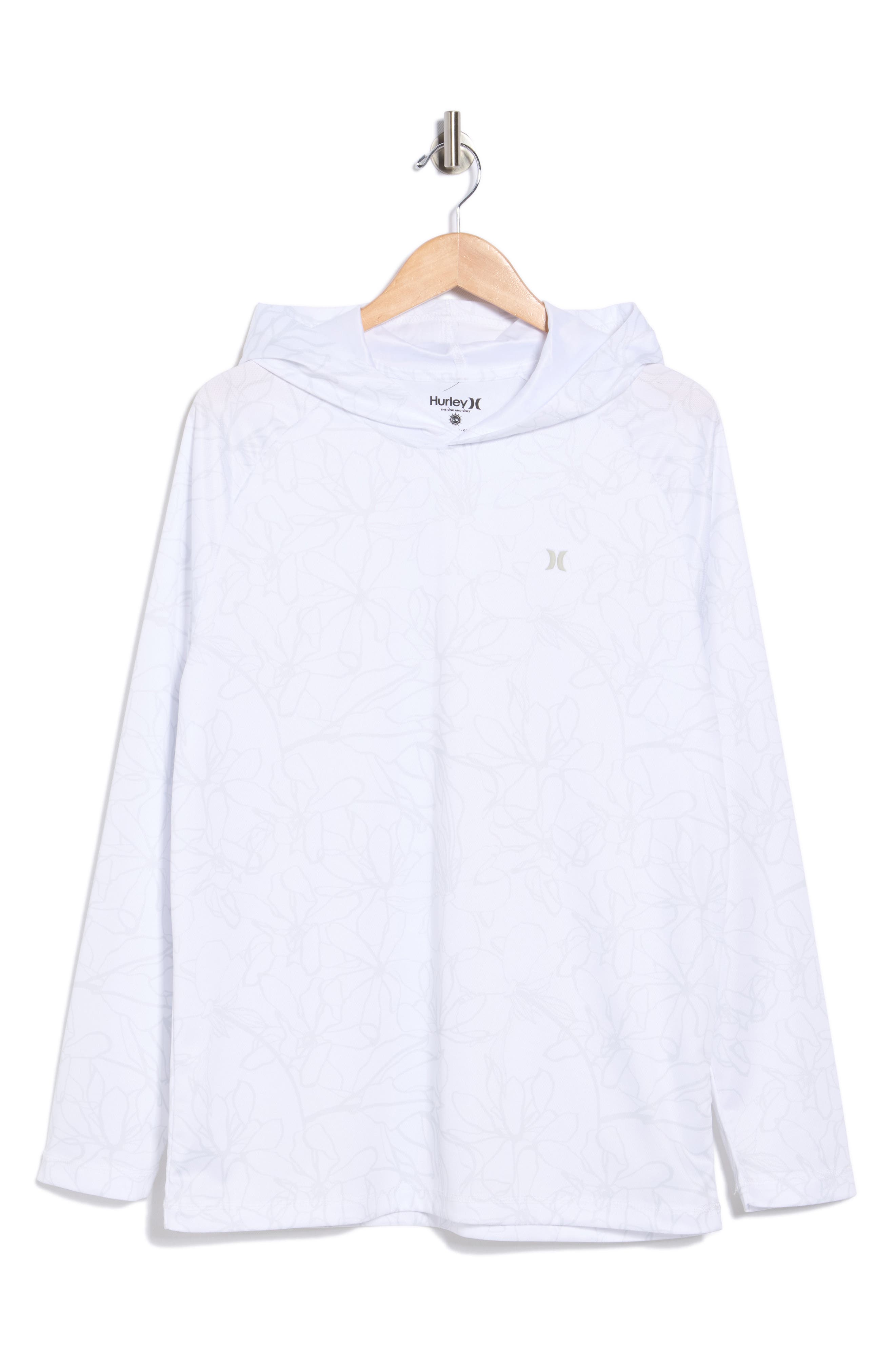 Hurley Floral Lines UPF 50+ Long Sleeve Hooded Swim Shirt