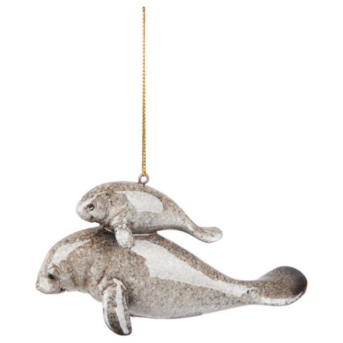 Cozumel Mom & Baby Manatee Christmas Xmas Ornament