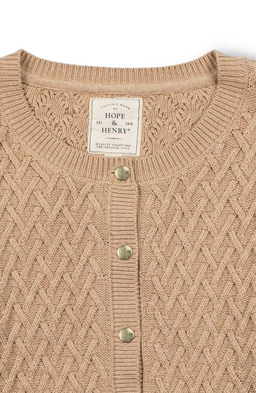 Hope & Henry Organic Herringbone Stitch Cardigan Sweater In Brown