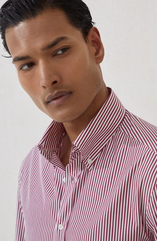 Brunello Cucinelli Man Shirt Burgundy Size M Cotton In Pink