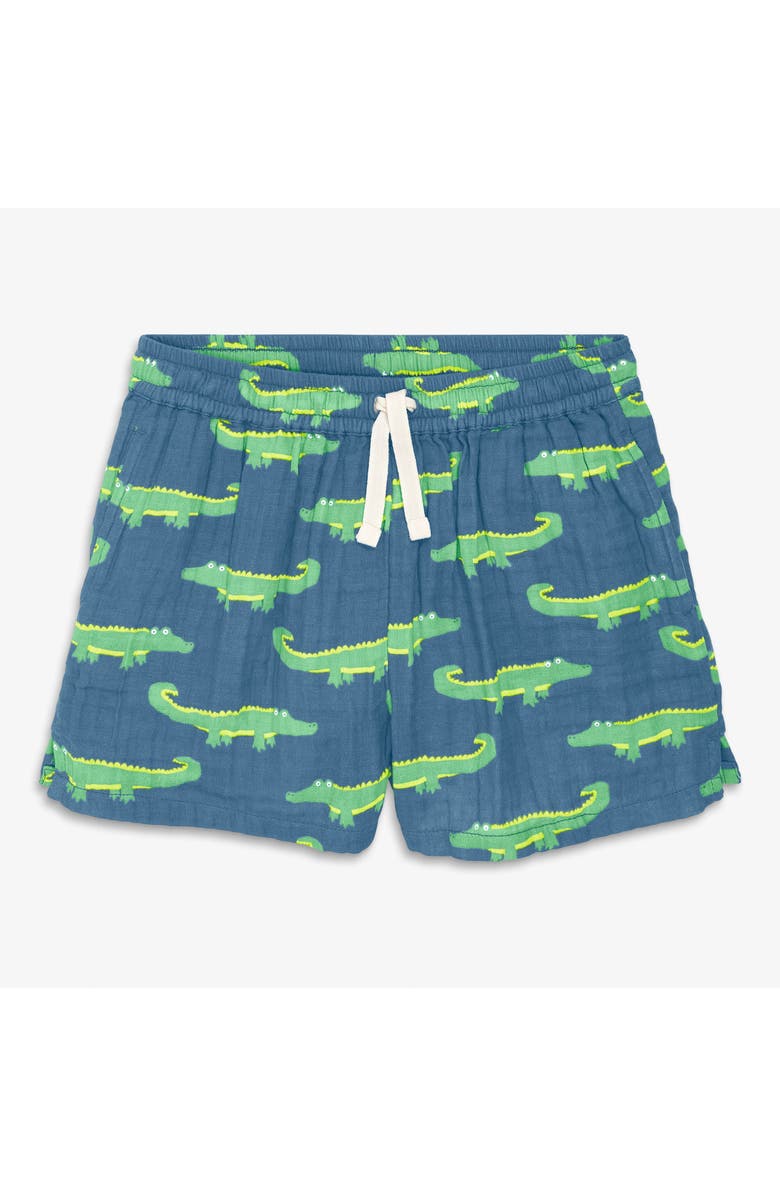 Primary Kids Cotton Gauze Beach Short, Main, color, Moonlight Alligators