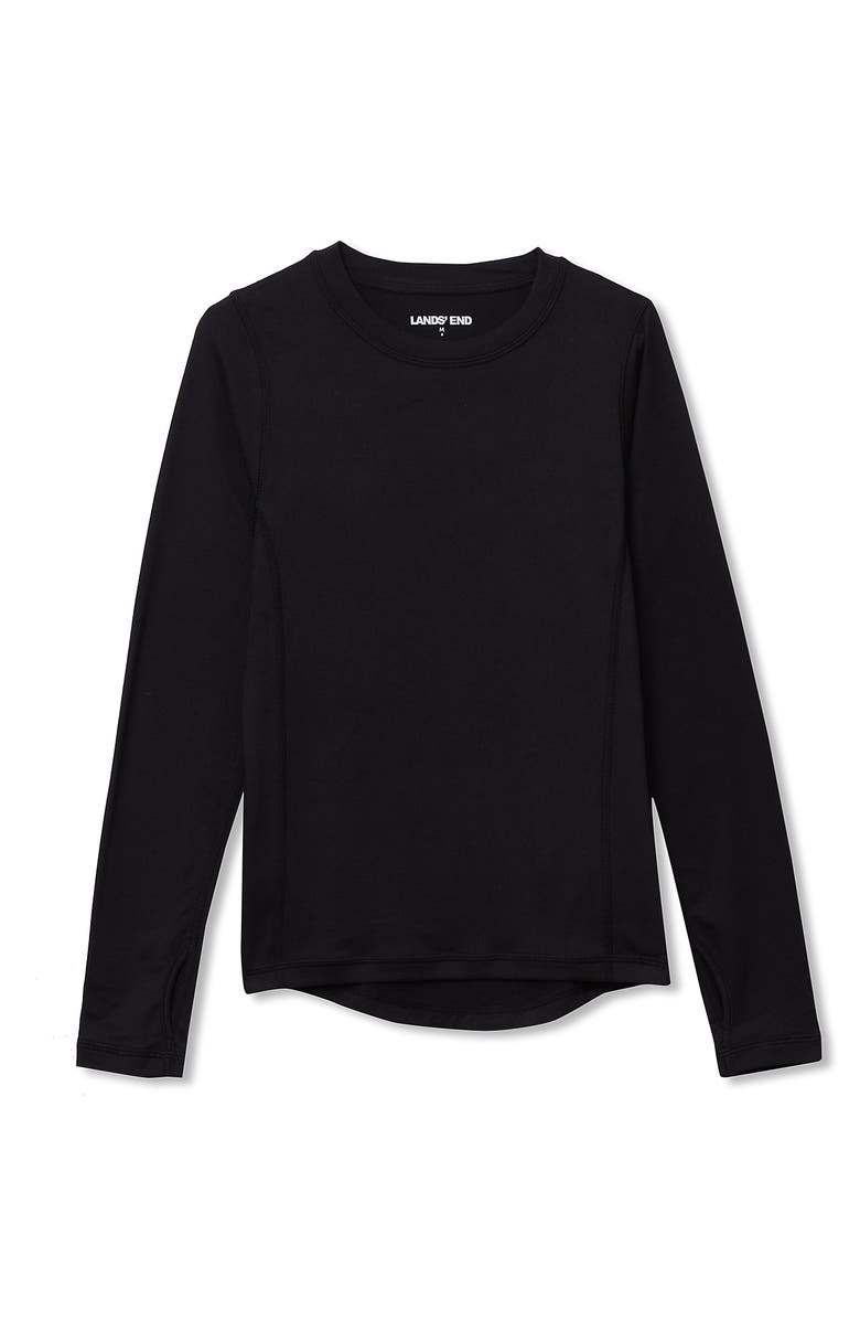 Lands' End Boys Thermal Base Layer Long Underwear Thermaskin Crew Neck Shirt, Main, color, True Black
