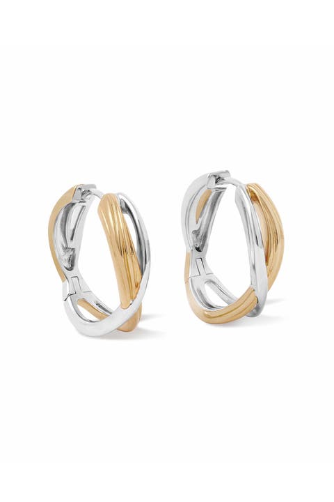 Aurora Weave Mixed Metal Maxi Hoop Earrings