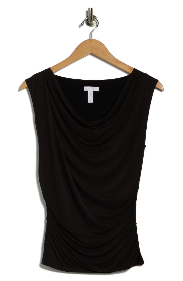 Leith Drape Front Mesh Top, Alternate, color, Black