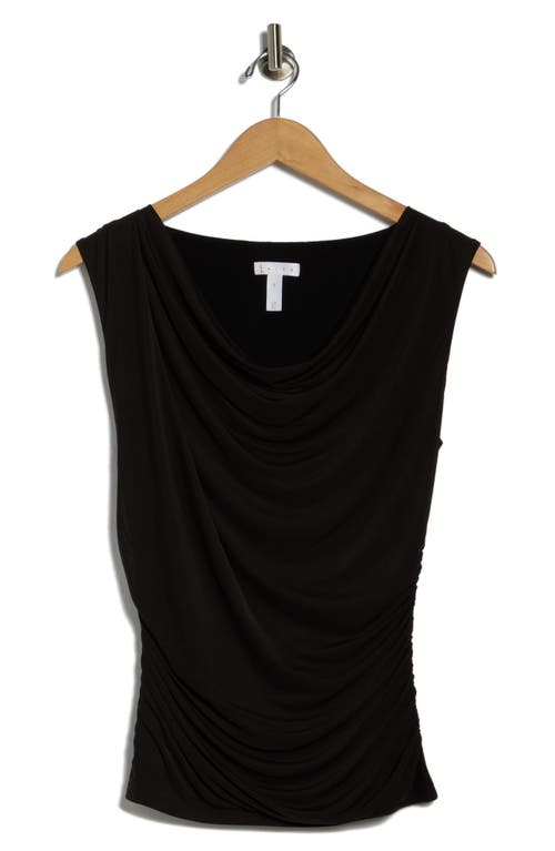 Leith Drape Front Mesh Top In Black