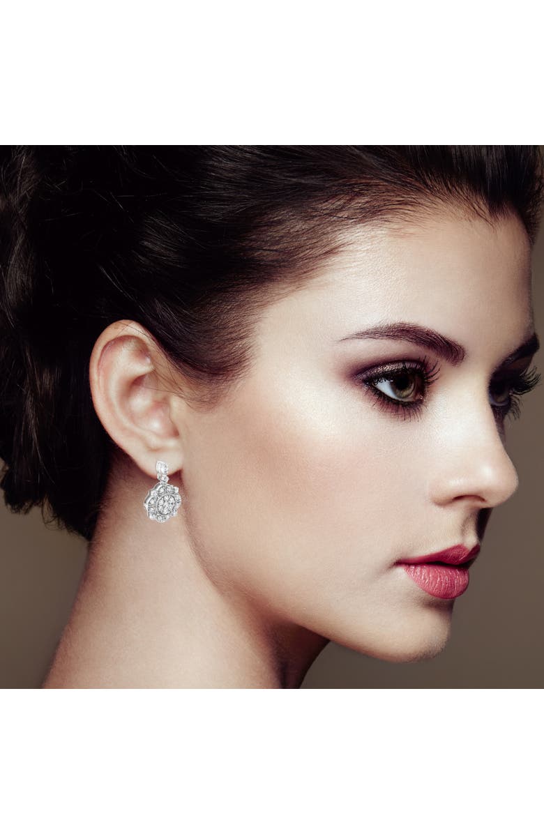 Haus of Brilliance Silver 1/2 Ct Diamond Dangle Miligrain Earring, Alternate, color, White