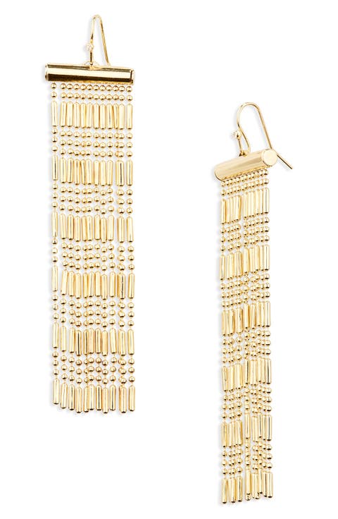 Oval Bead Fringe Earrings